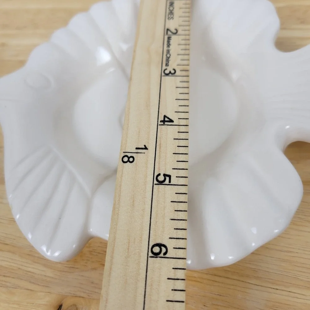 Vintage Fish Shaped Ceramic Trinket Dish White‎ 7.5